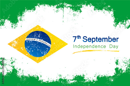 Popular grunge style vector for Brazil's independence day on september 7  with the colors and symbol of the country's flag.