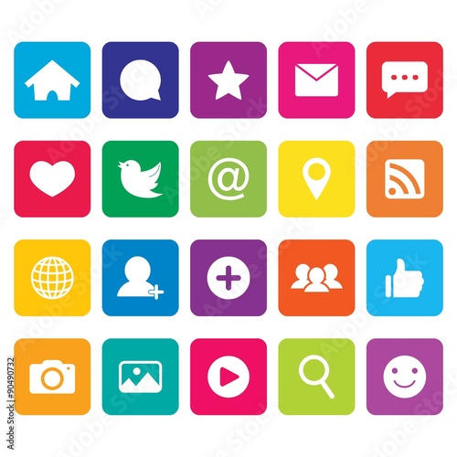  Social network icon. Social media icons. Vector. Illustration
