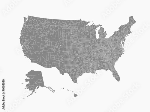 Fotografia USA map with county borders