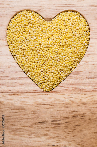 Millet groats heart shaped