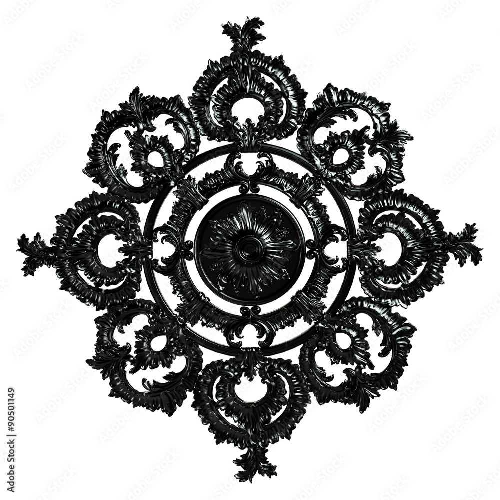 3d set of an ancient black ornament on a white background