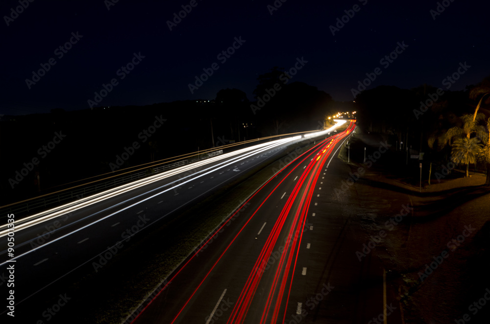 Car light trails on Freeway