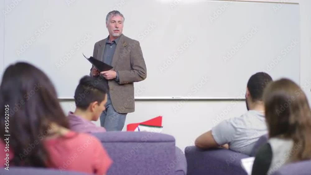 A professor speaks to his class
A professor speaks to his class