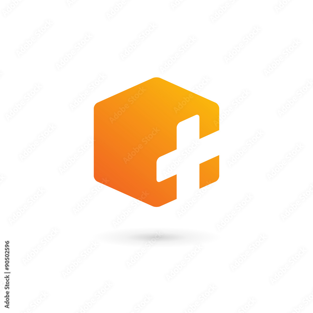 Obraz premium Cross plus cube medical logo icon design template elements