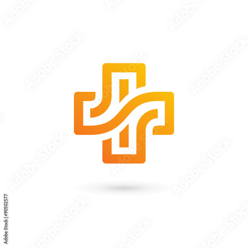 Cross plus medical logo icon design template elements