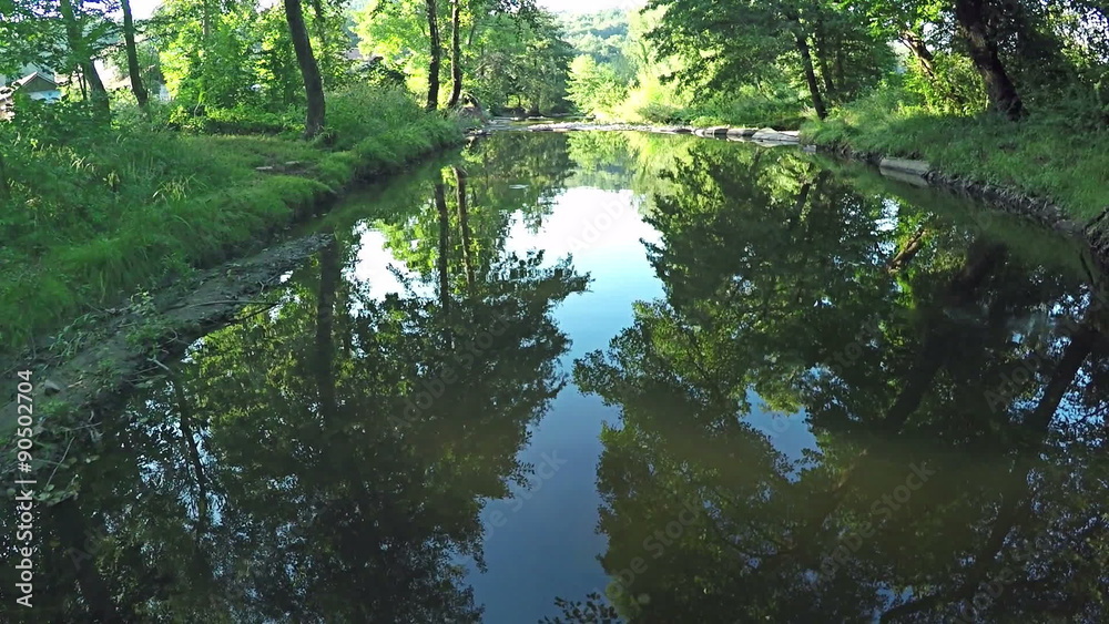 AERIAL: Flying over river in the forest. Mountain stream in the forest. AERIAL: Flying over river in the forest. Mountain stream in the forest.