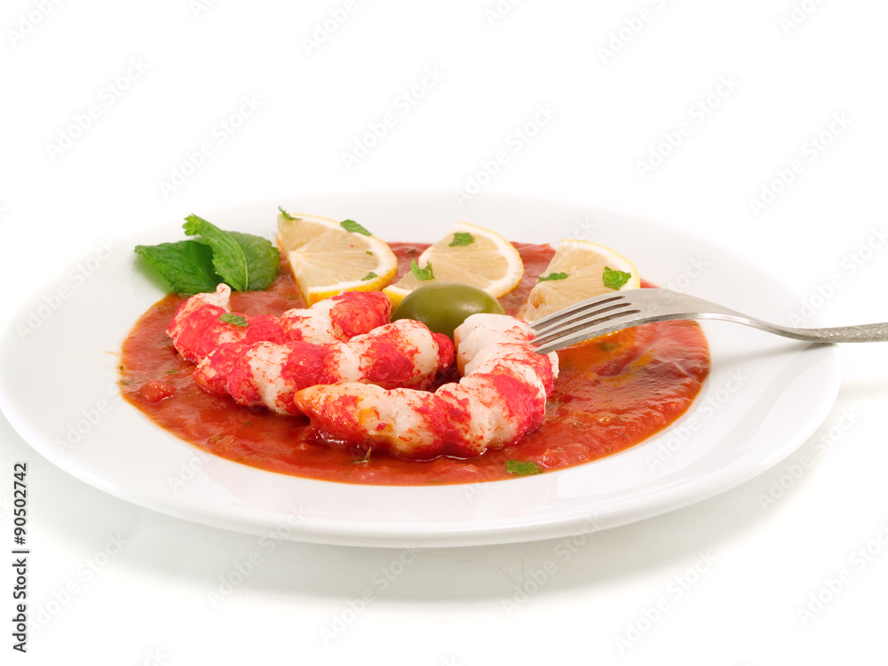 Shrimps with tomato sauce