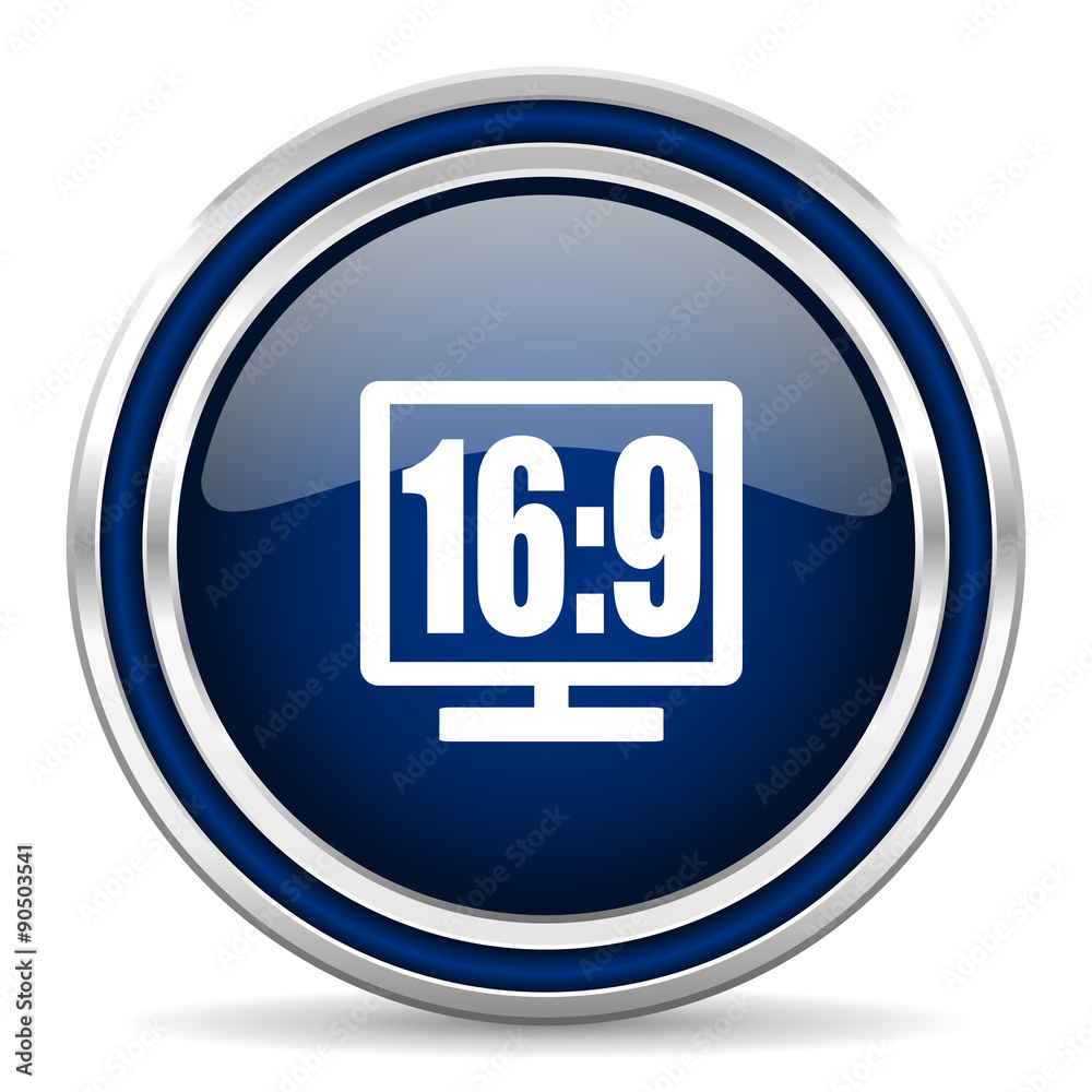 16 9 display blue glossy web icon 16 9 display blue glossy web icon