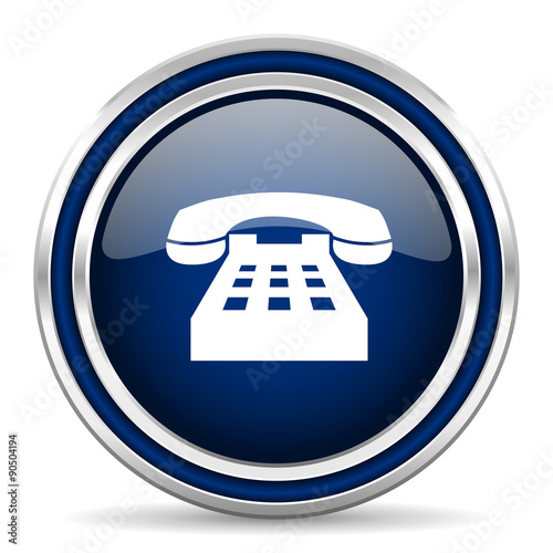 phone blue glossy web icon