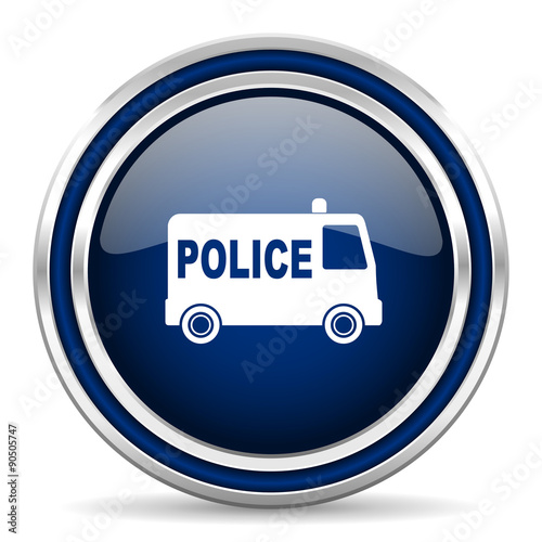 police blue glossy web icon