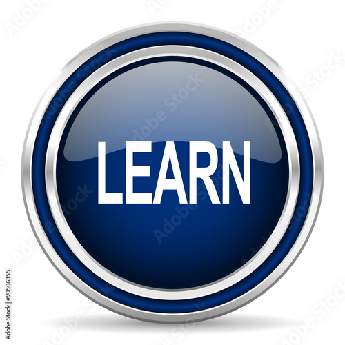 learn blue glossy web icon