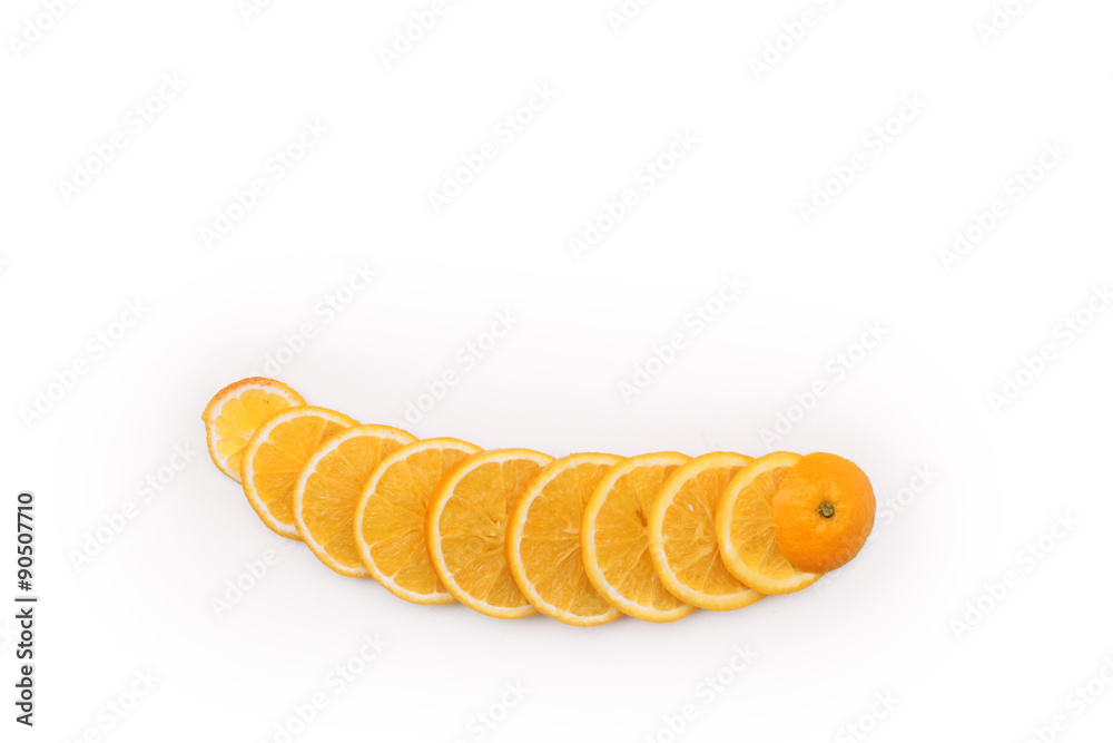 Orange slices on white background Orange slices on white background