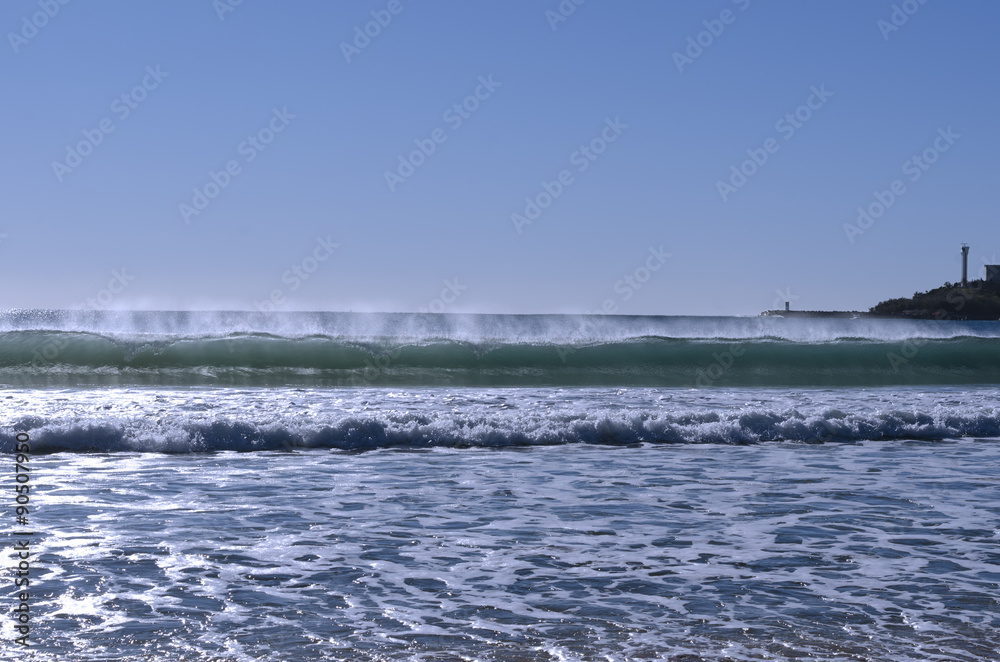 Rolling surf at Mooloolaba beach, Australia