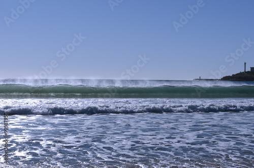 Rolling surf at Mooloolaba beach  Australia