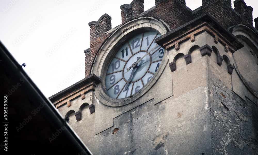beautiful big watch on church tower in lovere north italy
