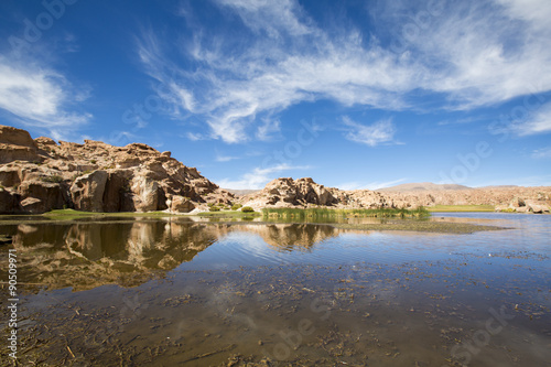 Paradise landscape, lake and strange rock formations, Bolivia