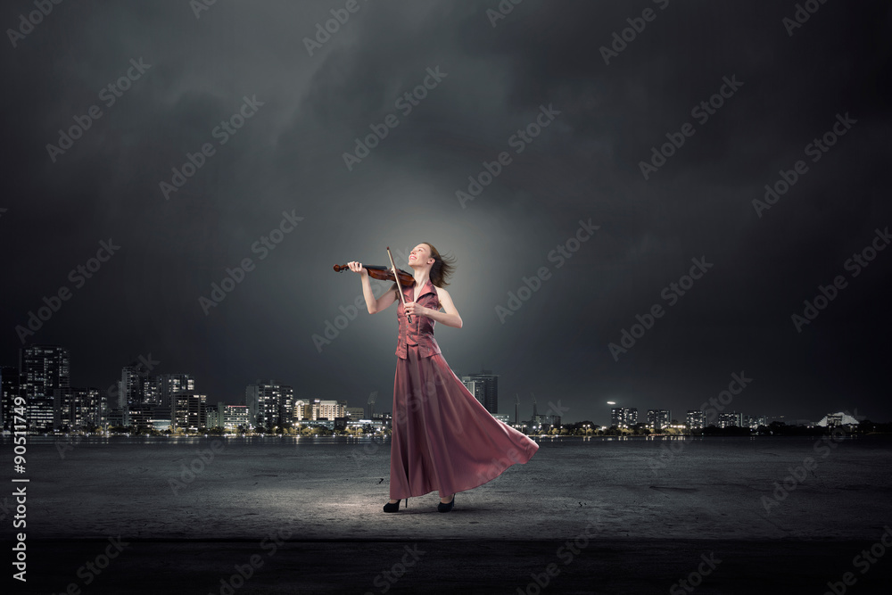 Fototapeta premium Woman play violin