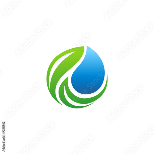 water ecology green leaf logo