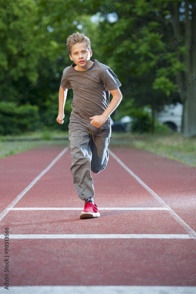 Fototapeta premium boy trained 100 m run_2