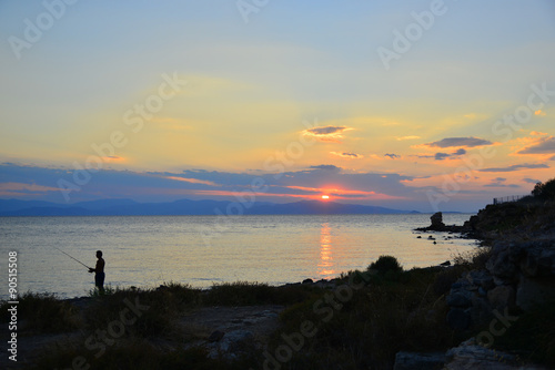  Fisherman Sunset Aegina Isand Greece Europe Mediterraneo