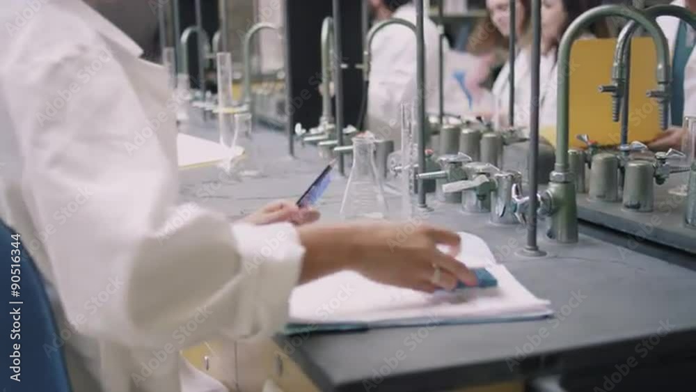 Students getting ready for their science class to start