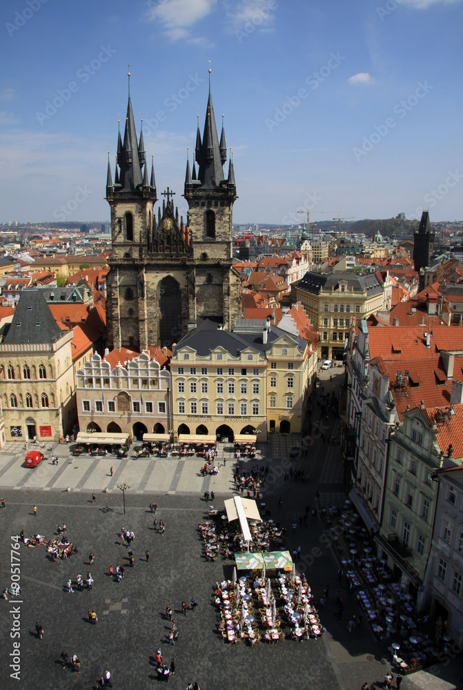 Old town square and Church of Virgin Maria Before Tyn, Prague, Czech republic