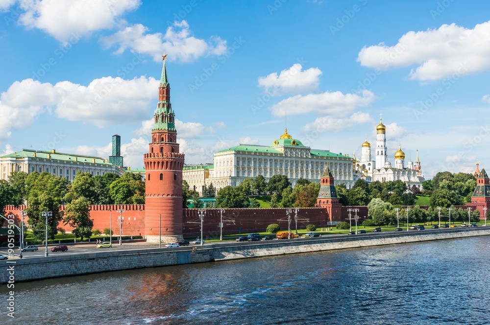 View from the bridge to the Kremlin in Moscow