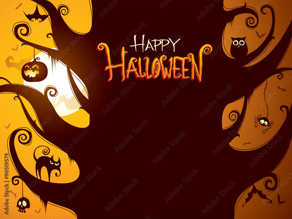 Naklejka premium Halloween illustration with wide copy space
