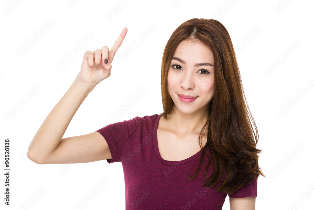 Woman with finger point up Woman with finger point up