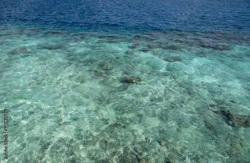 Transparent water of the Indian ocean on a clear day