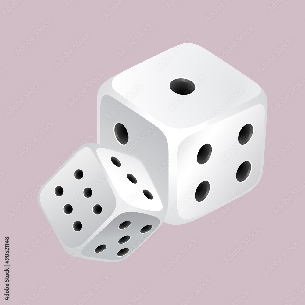Two dices with black dots Two dices with black dots