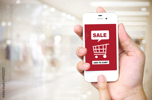 Sale and shopping on line concept on smart phone screen 
