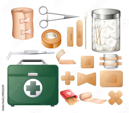 Medical equipment in firstaid box