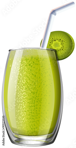 Kiwi smoothie in glass