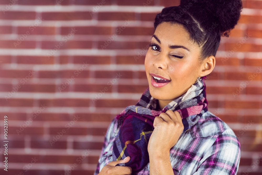 Portrait of beautiful smiling hipster winking Portrait of beautiful smiling hipster winking