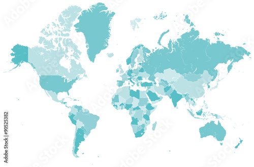 Welt Karte blau mit L  nder Grenzen Vektor Grafik