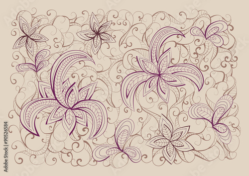 Floral hand drawn background pattern.
