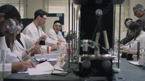 Students working on their science experiments