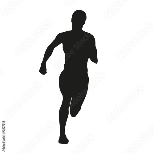 Sprinting woman. Vector silhouette