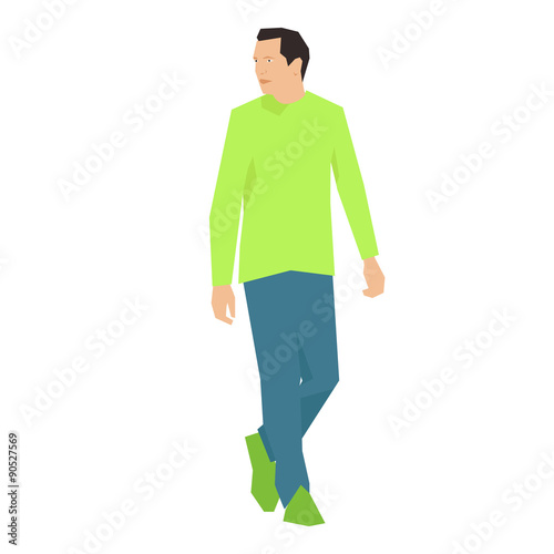 Man is walking and looking. vector Illustration