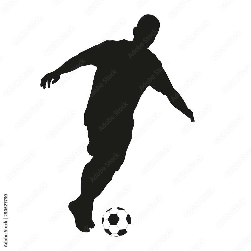 Soccer player. Vector isolated silhouette