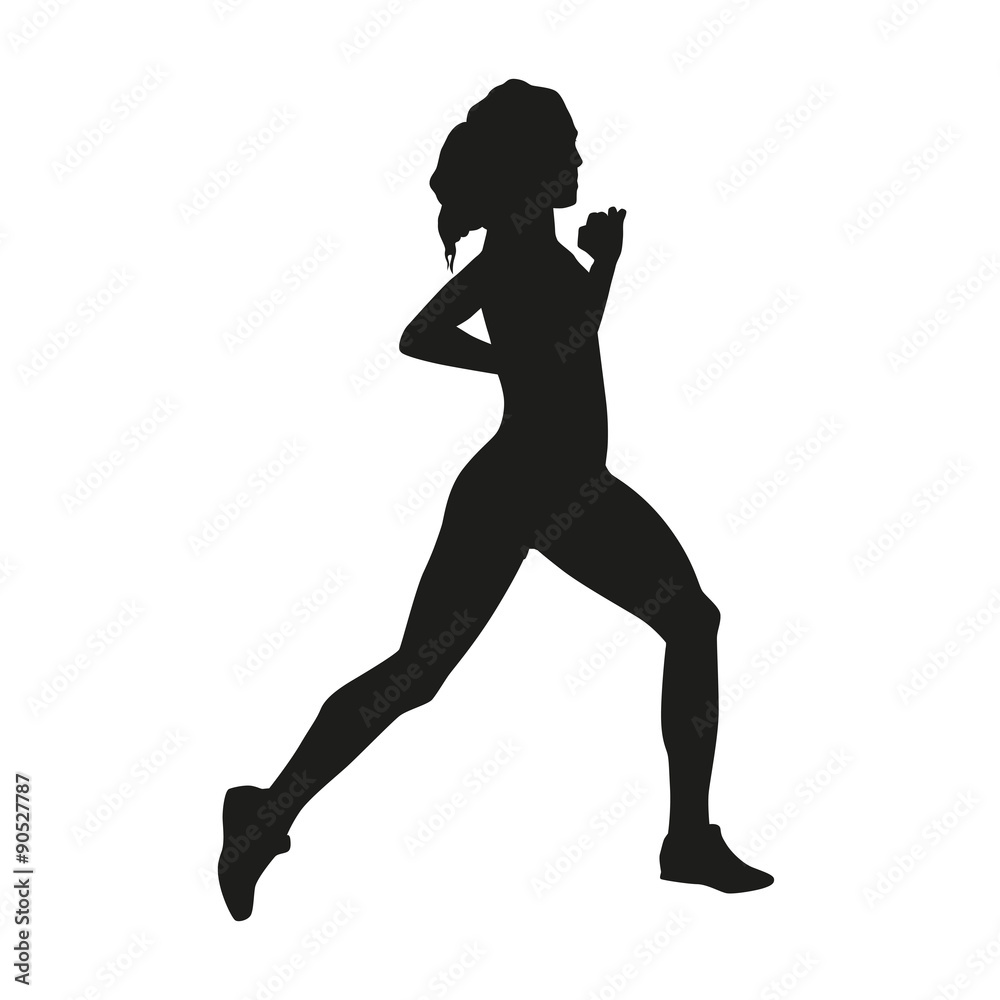 Run. Woman vector silhouette
