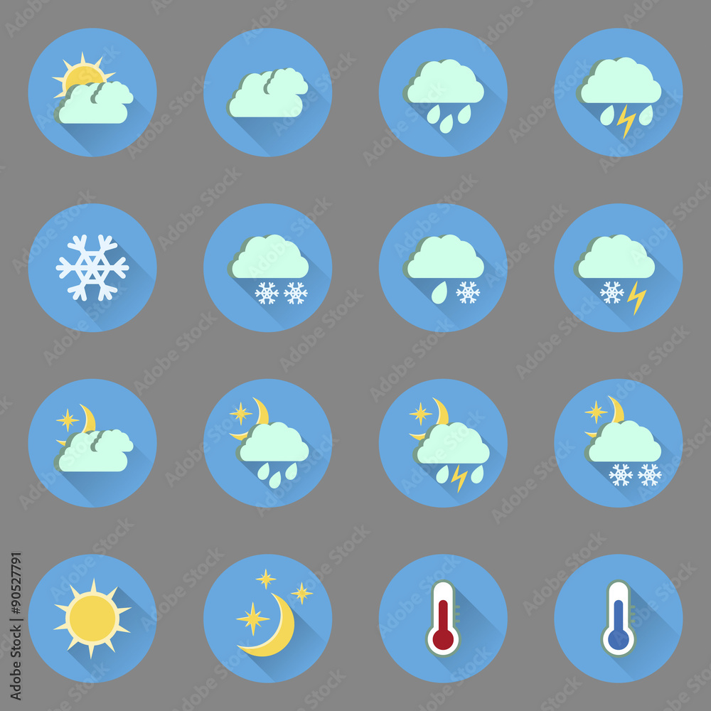 Flat weather icons set Flat weather icons set