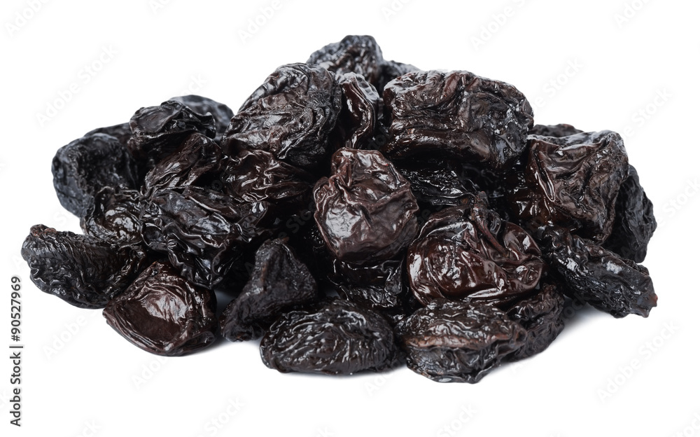 Dried prunes on a white background Dried prunes on a white background