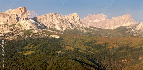 Evening view from mount Col DI Lana to gruppo Nuvolau