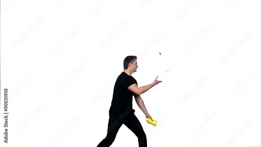 bartender does a trick with a shaker. slow motion bartender does a trick with a shaker. slow motion