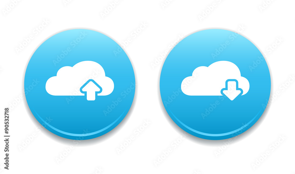 Obraz premium Cloud Upload & Download Round Icons