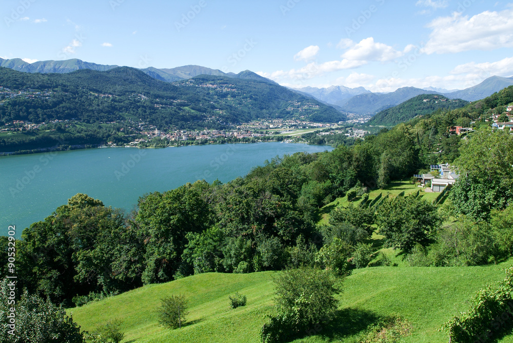 The bay of lake Lugano at Agno The bay of lake Lugano at Agno