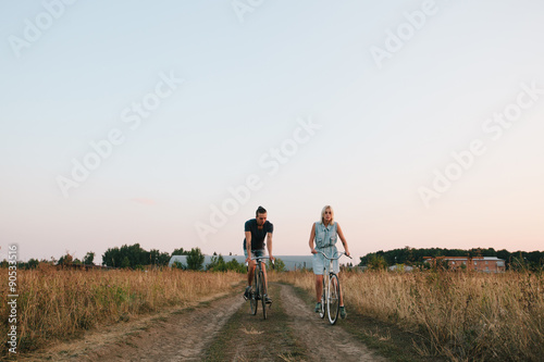 couple racing on bikes