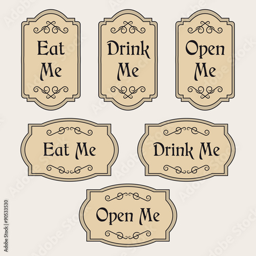 Eat, Drink, Open Me vintage labels